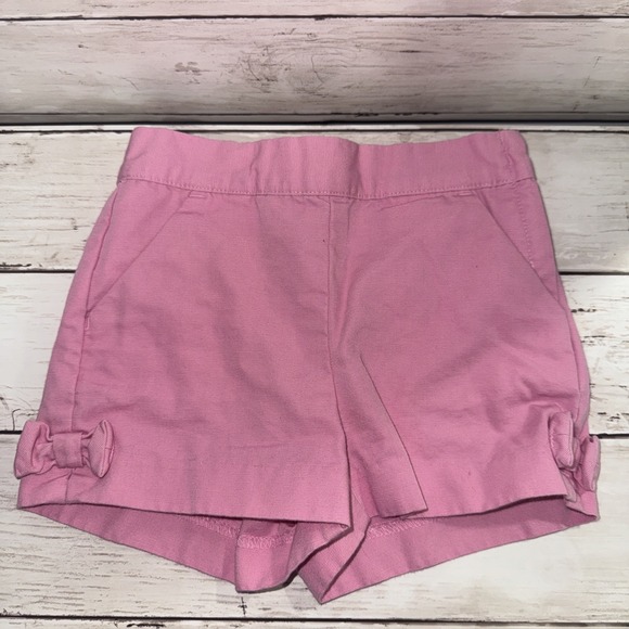 Janie and Jack Other - Janie and Jack Chino Shorts Baby Pink Bow Side Zip Adjustable Waist 18 24 Months